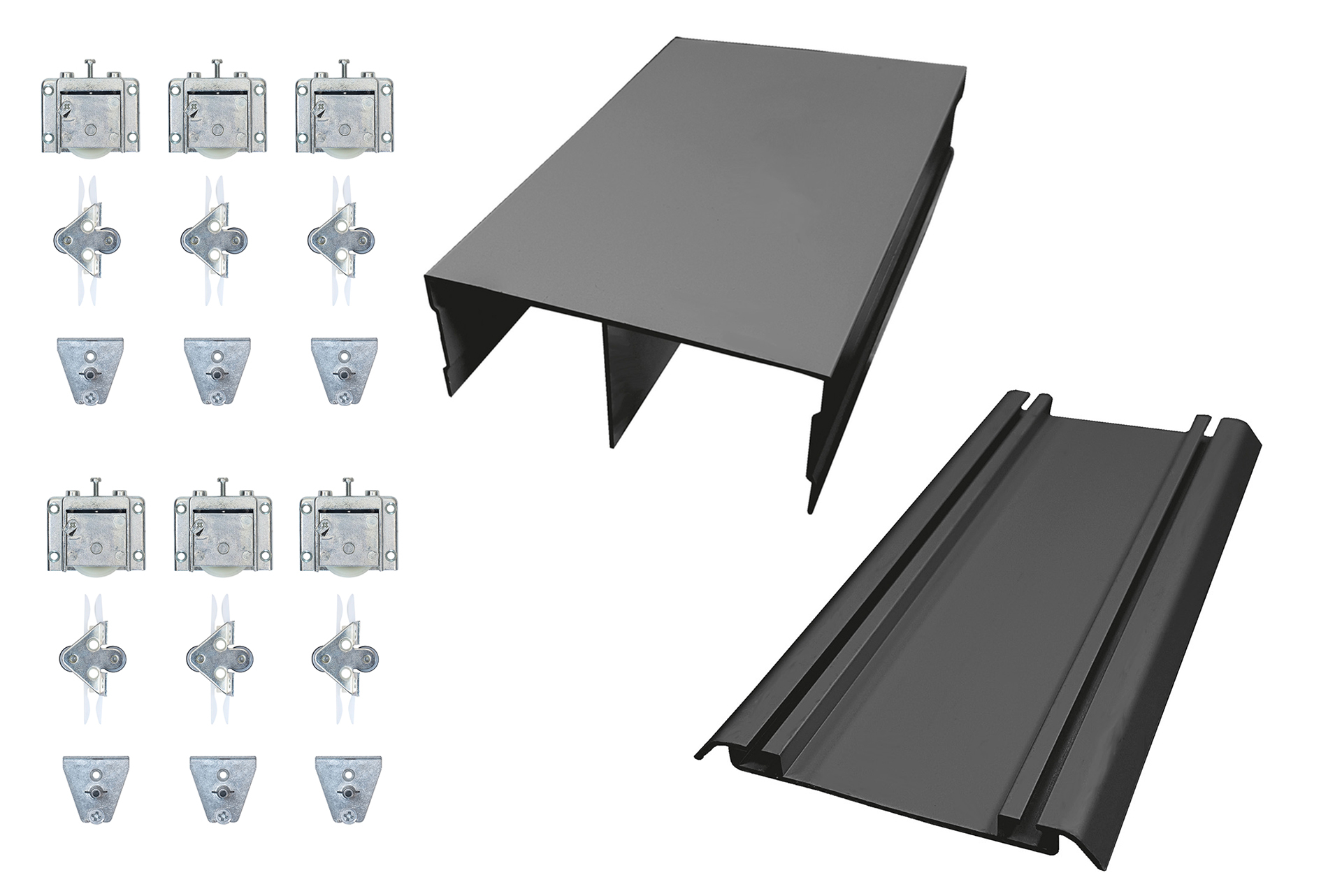 Complete set Schuifdeursysteem Kast 3 deurs Zwart