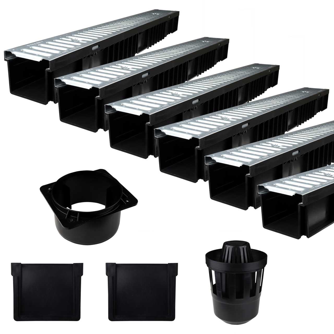 Lijngoot Zwart Verzinkt 6 meter - Complete Set