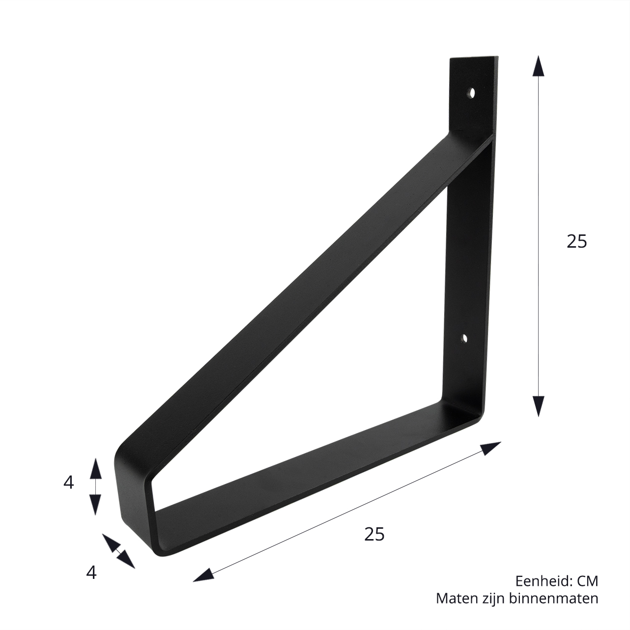 Plankdrager Zwart Industrieel 25 x 25 cm - Set 2 Stuks, foto 5 van 5