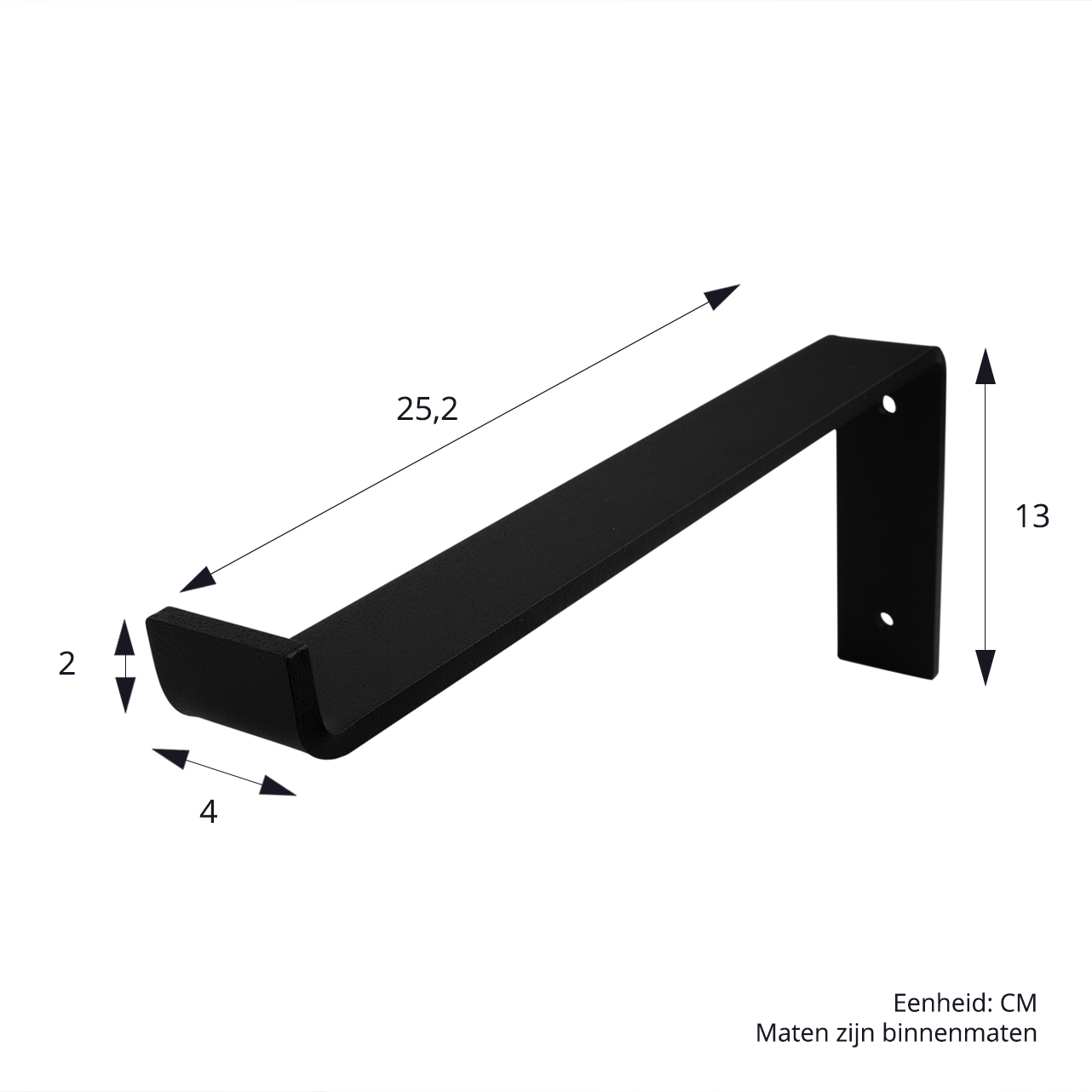 Plankdrager Zwart Industrieel Staand 15 x 25 cm - Set 2 Stuks, foto 5 van 6