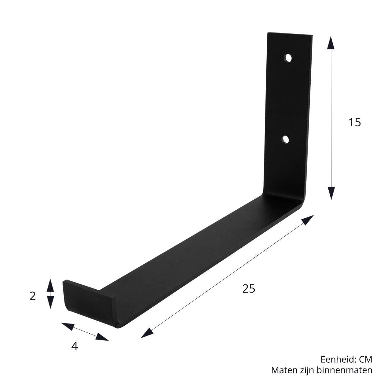 Plankdrager Zwart Industrieel Hangend 15 x 25 cm - Set 2 Stuks, foto 6 van 6