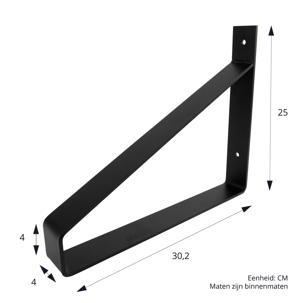 Plankdrager Zwart Industrieel 30 x 25 cm - Set 2 Stuks, foto 4 van 5