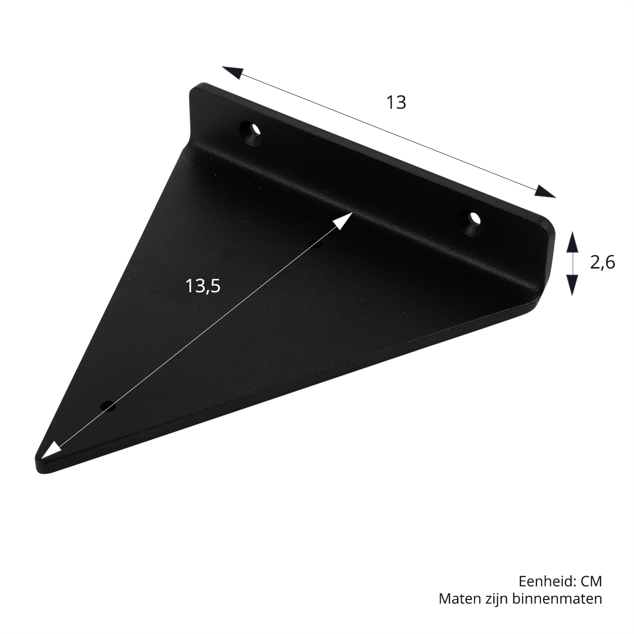Plankdrager Zwart Industrieel Driehoekvorm 2,6 x 13,5 cm - Set 2 Stuks, foto 6 van 6