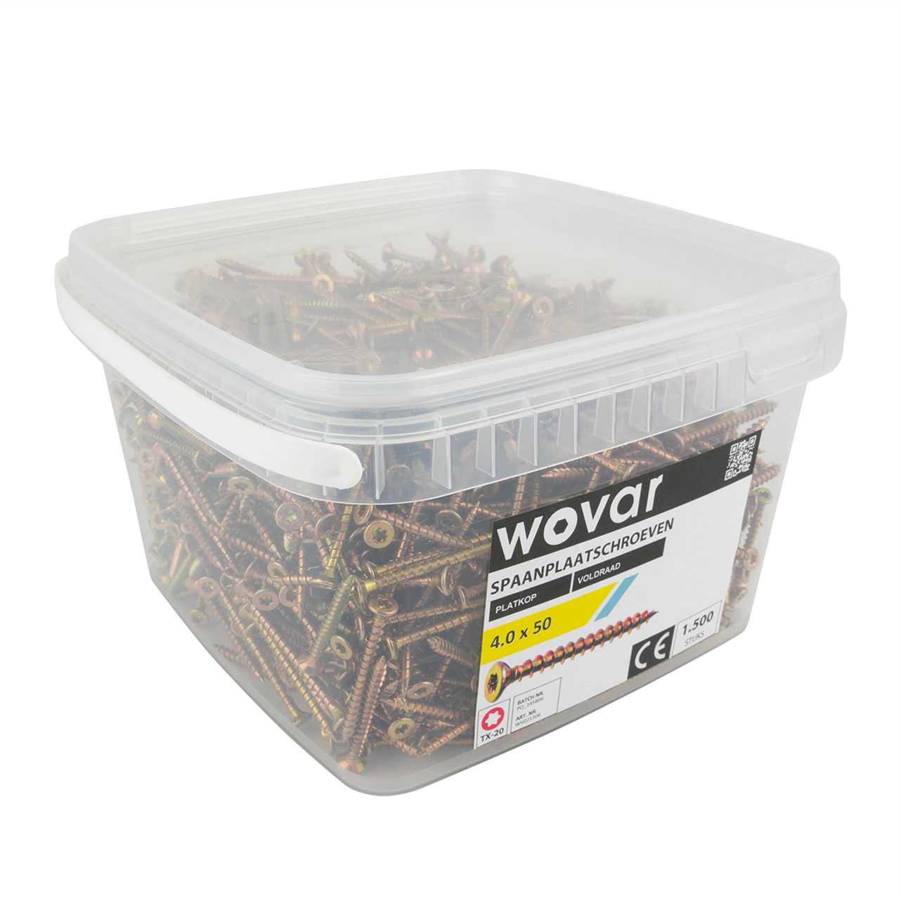 Voordeelemmer Spaanplaatschroeven Geel Verzinkt 4.0 x 50 mm Torx 20 Voldraad - 1500 stuks