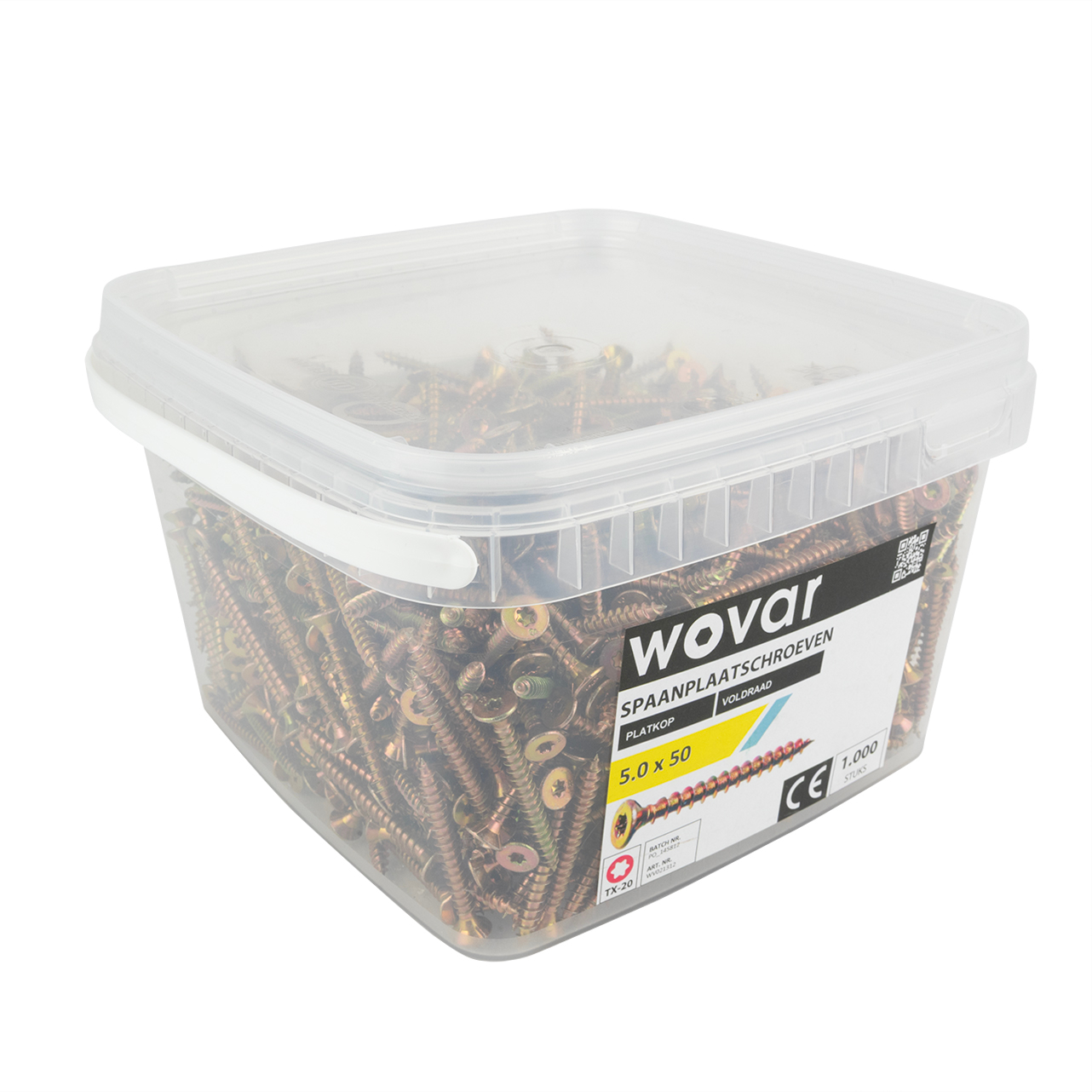 Voordeelemmer Spaanplaatschroeven Geel Verzinkt 5.0 x 50 mm Torx 20 Voldraad - 1000 stuks
