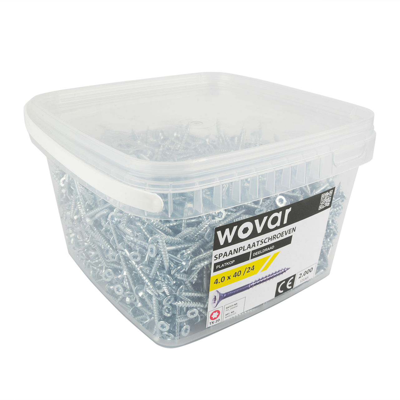 Voordeelemmer Spaanplaatschroeven Verzinkt 4.0 x 40 mm Torx 20 Deeldraad - 2000 stuks