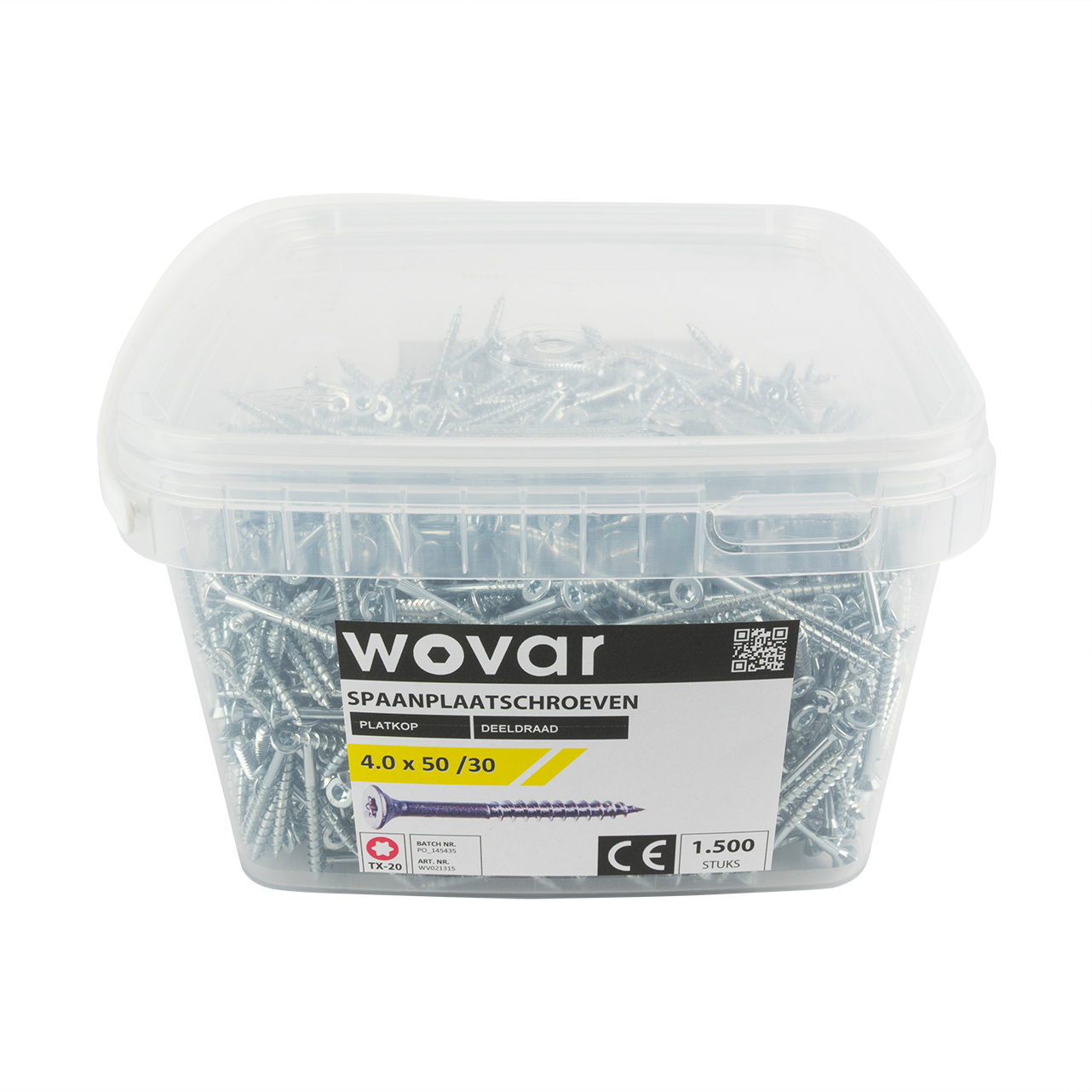 Voordeelemmer Spaanplaatschroeven Verzinkt 4.0 x 50 mm Torx 20 Deeldraad - 1500 stuks, foto 2 van 3