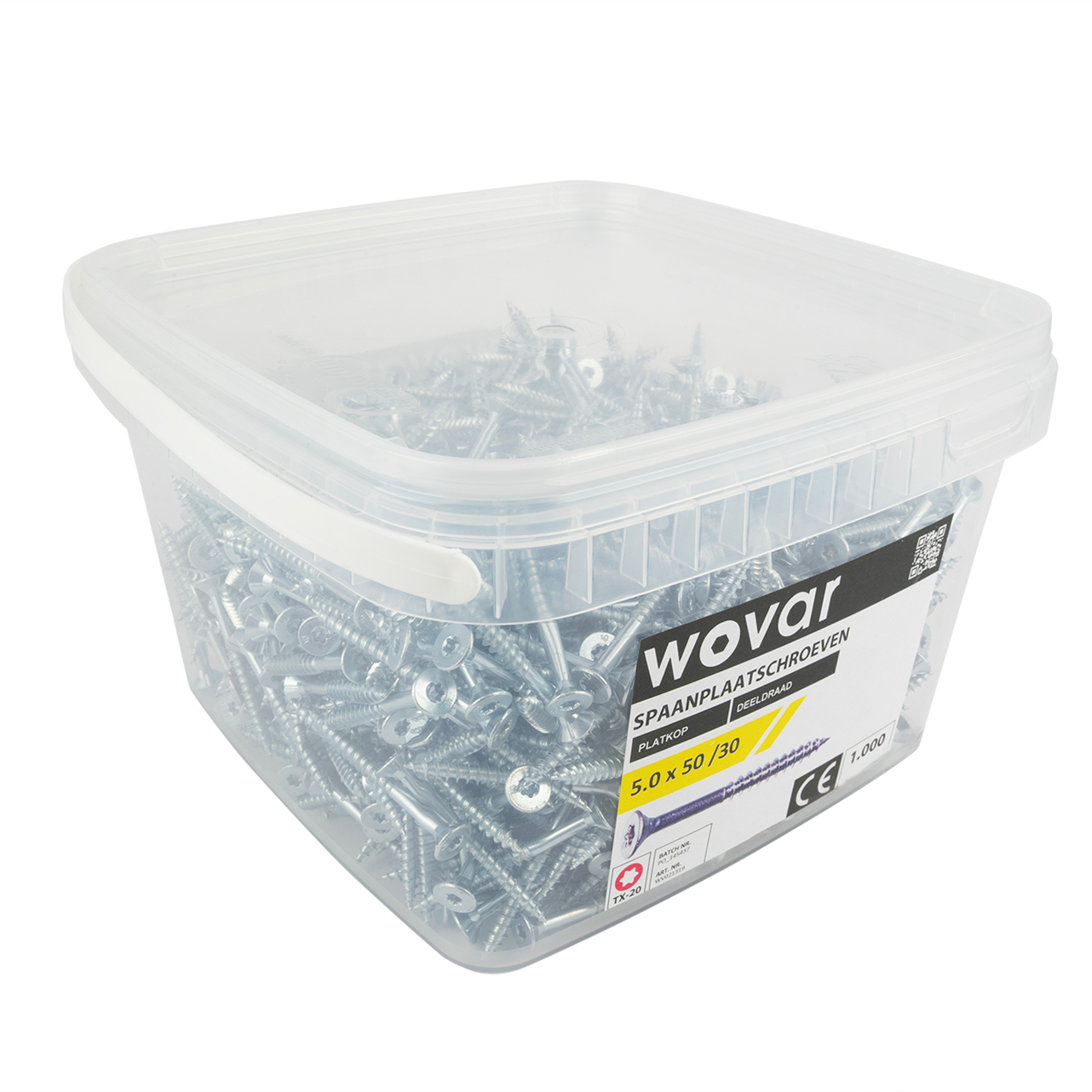 Voordeelemmer Spaanplaatschroeven Verzinkt 5.0 x 50 mm Torx 20 Deeldraad - 1000 stuks