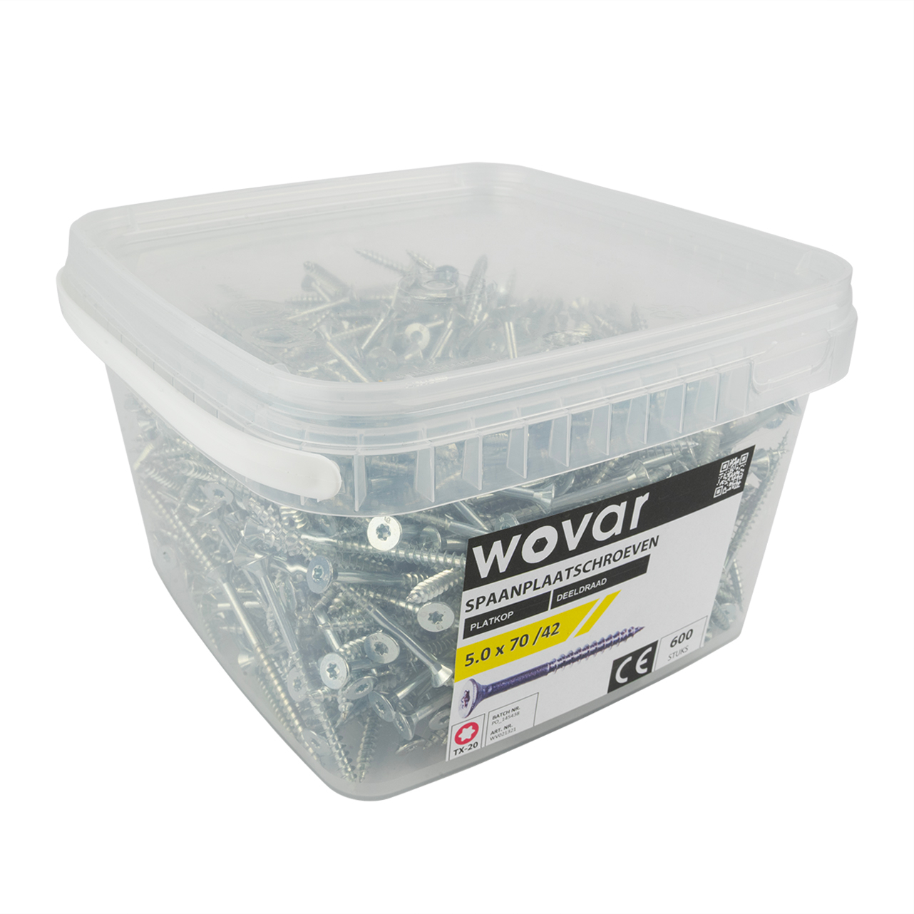 Voordeelemmer Spaanplaatschroeven Verzinkt 5.0 x 70 mm Torx 20 Deeldraad - 600 stuks