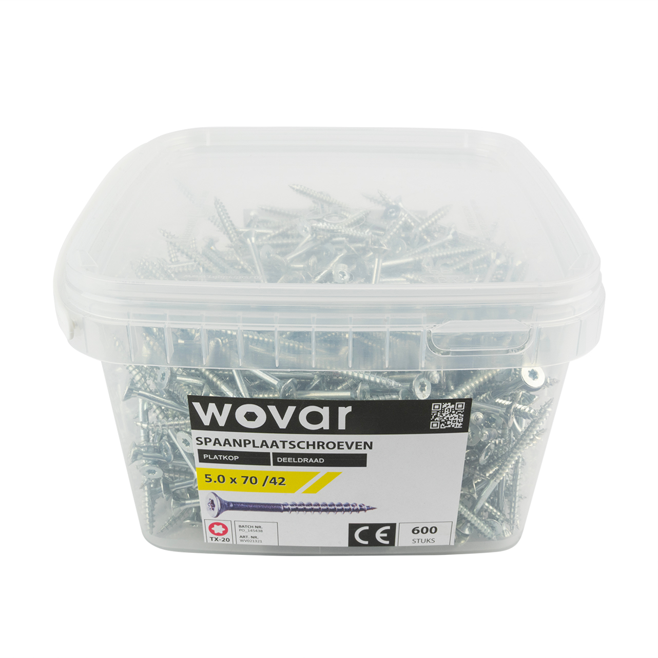 Voordeelemmer Spaanplaatschroeven Verzinkt 5.0 x 70 mm Torx 20 Deeldraad - 600 stuks, foto 2 van 3