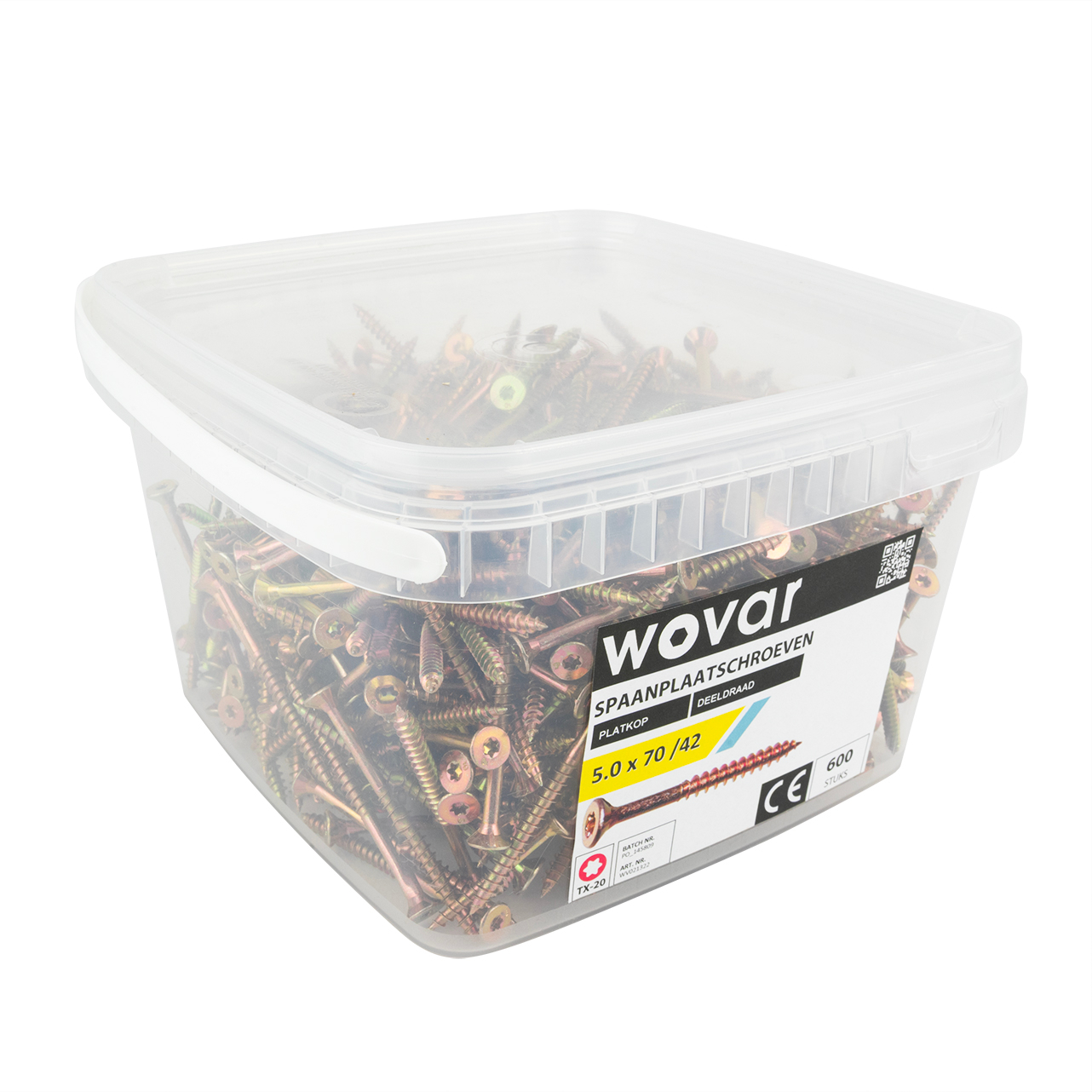 Voordeelemmer Spaanplaatschroeven Geel Verzinkt 5.0 x 70 mm Torx 20 Deeldraad - 600 stuks