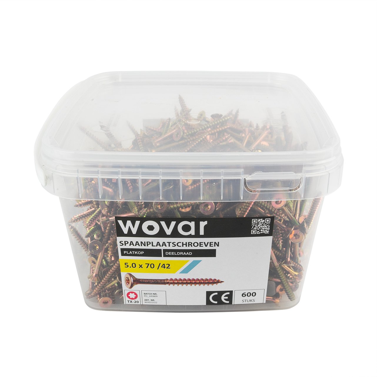 Voordeelemmer Spaanplaatschroeven Geel Verzinkt 5.0 x 70 mm Torx 20 Deeldraad - 600 stuks, foto 2 van 3