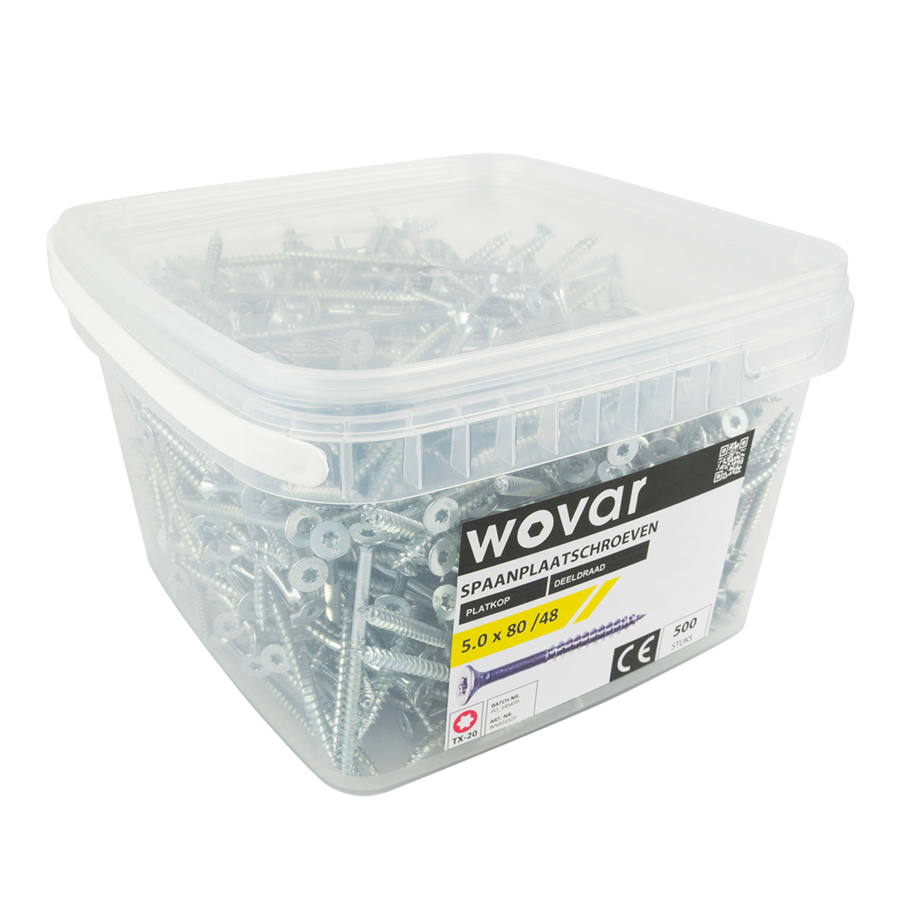 Voordeelemmer Spaanplaatschroeven Verzinkt 5.0 x 80 mm Torx 20 Deeldraad - 500 stuks