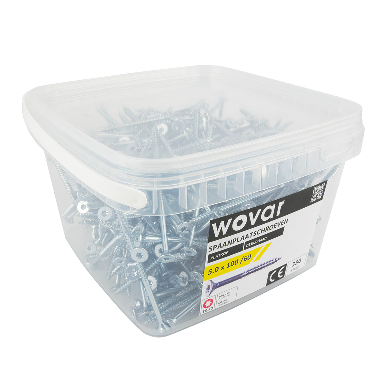 Voordeelemmer Spaanplaatschroeven Verzinkt 5.0 x 100 mm Torx 20 Deeldraad - 350 stuks