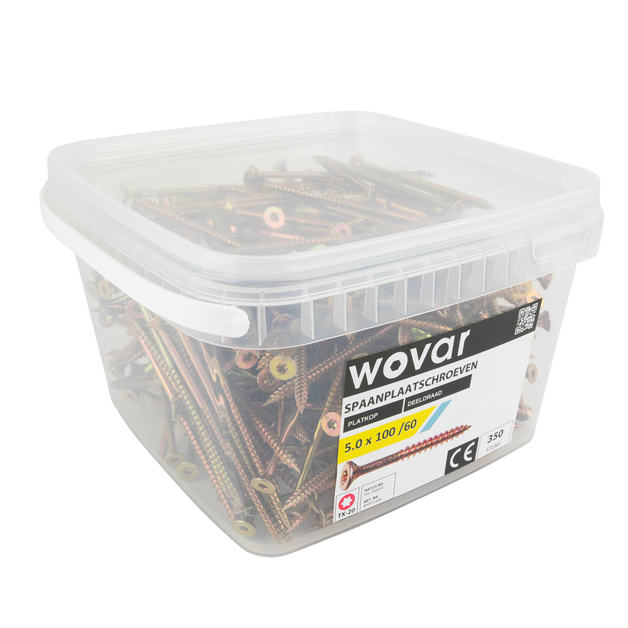 Voordeelemmer Spaanplaatschroeven Geel Verzinkt 5.0 x 100 mm Torx 20 Deeldraad - 350 stuks