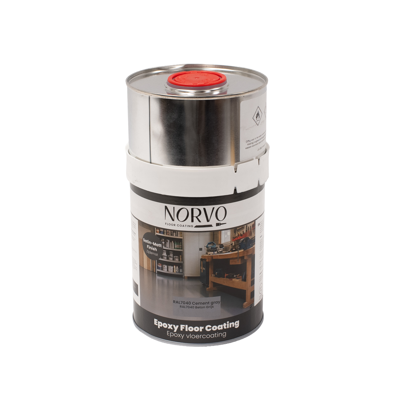 Norvo Epoxy vloercoating 2K - Garagevloer coating - Betongrijs / RAL7040 1 KG