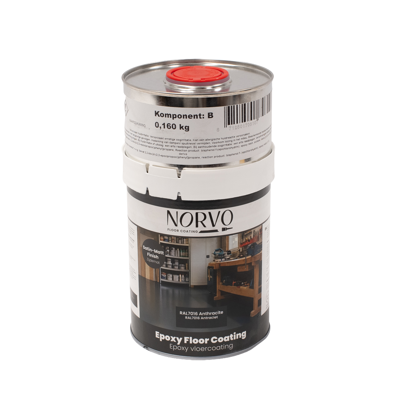 Norvo Epoxy vloercoating 2K - Garagevloer coating - Donkergrijs / RAL7016 1 KG
