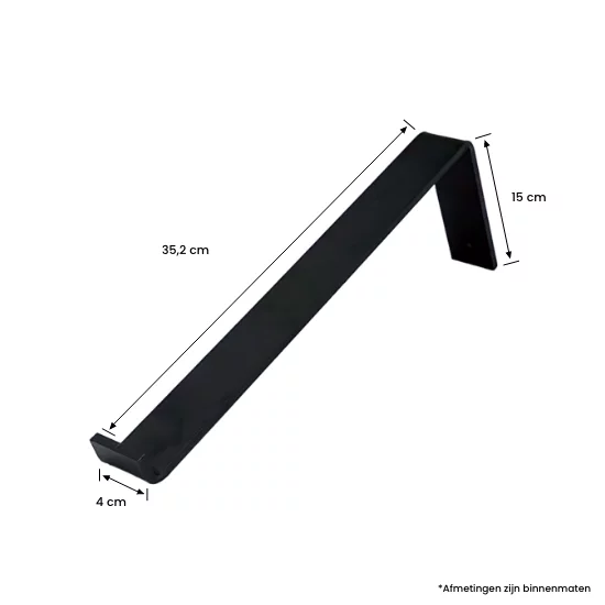 Plankdrager Zwart Industrieel Staand 15 x 35 cm - Set 2 Stuks, foto 3 van 4