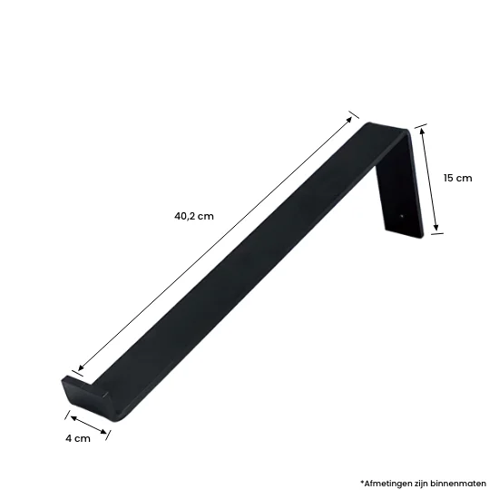 Plankdrager Zwart Industrieel Staand 15 x 40 cm - Set 2 Stuks, foto 3 van 4