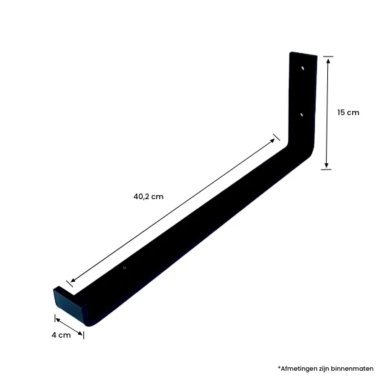 Plankdrager Zwart Industrieel Hangend 15 x 40 cm - Set 2 Stuks, foto 3 van 4