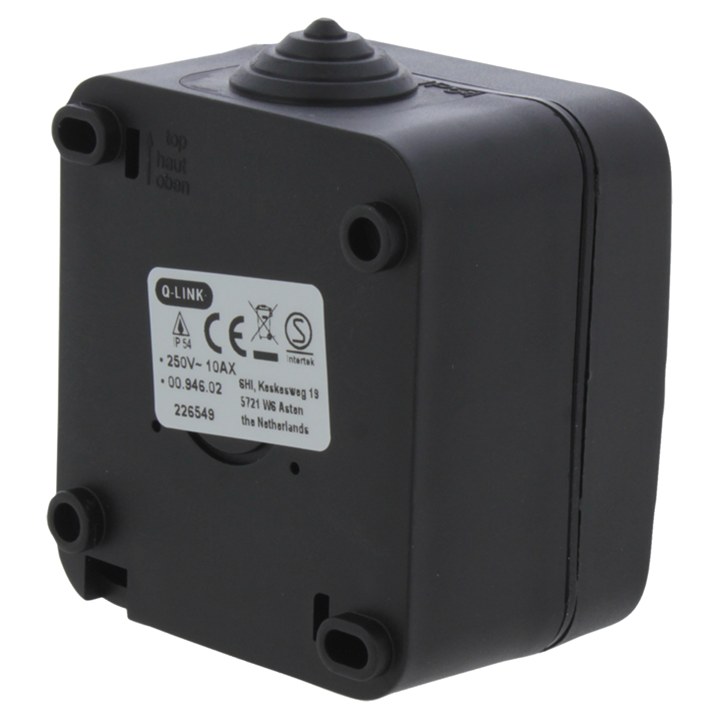 Opbouw Serieschakelaar IP54 Spatwaterdicht Zwart - Per Stuk, foto 4 van 6