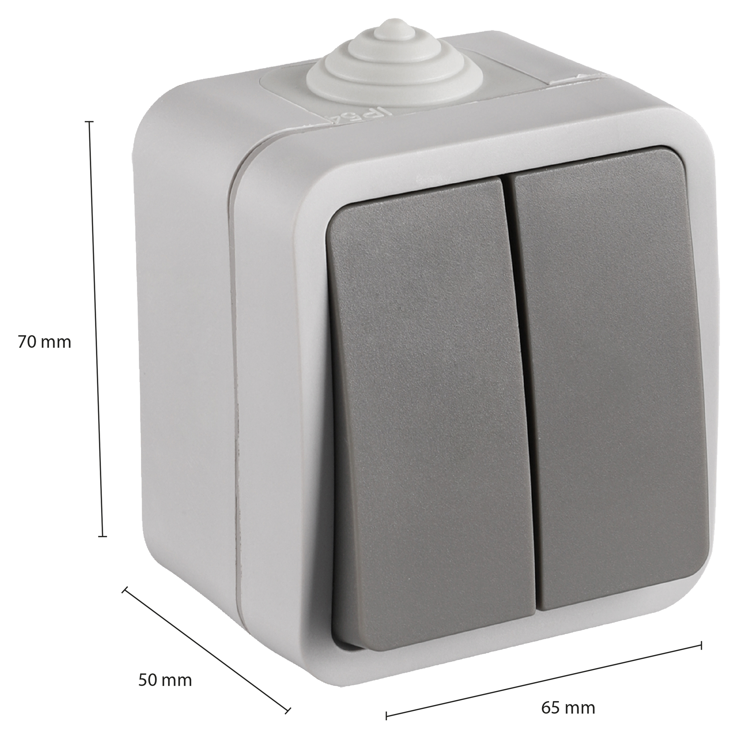 Opbouw Serieschakelaar IP54 Spatwaterdicht Grijs - Per Stuk, foto 3 van 4