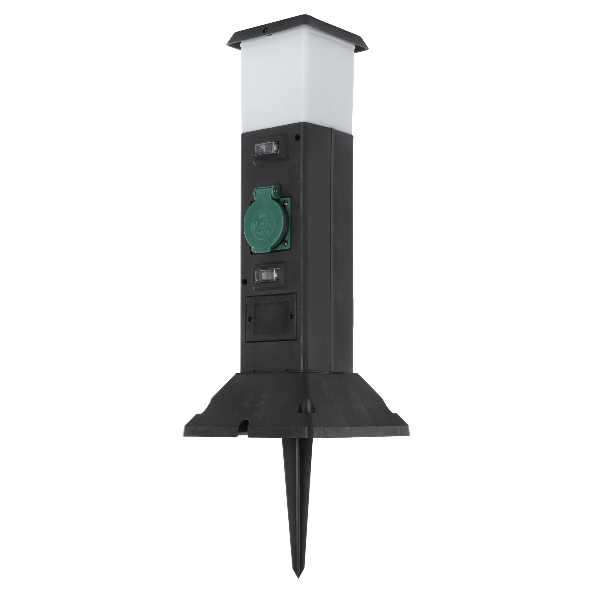 Tuinpaal met Lamp en 2 Stopcontacten Randaarde IP44 40 cm Zwart - Per Stuk, foto 5 van 6