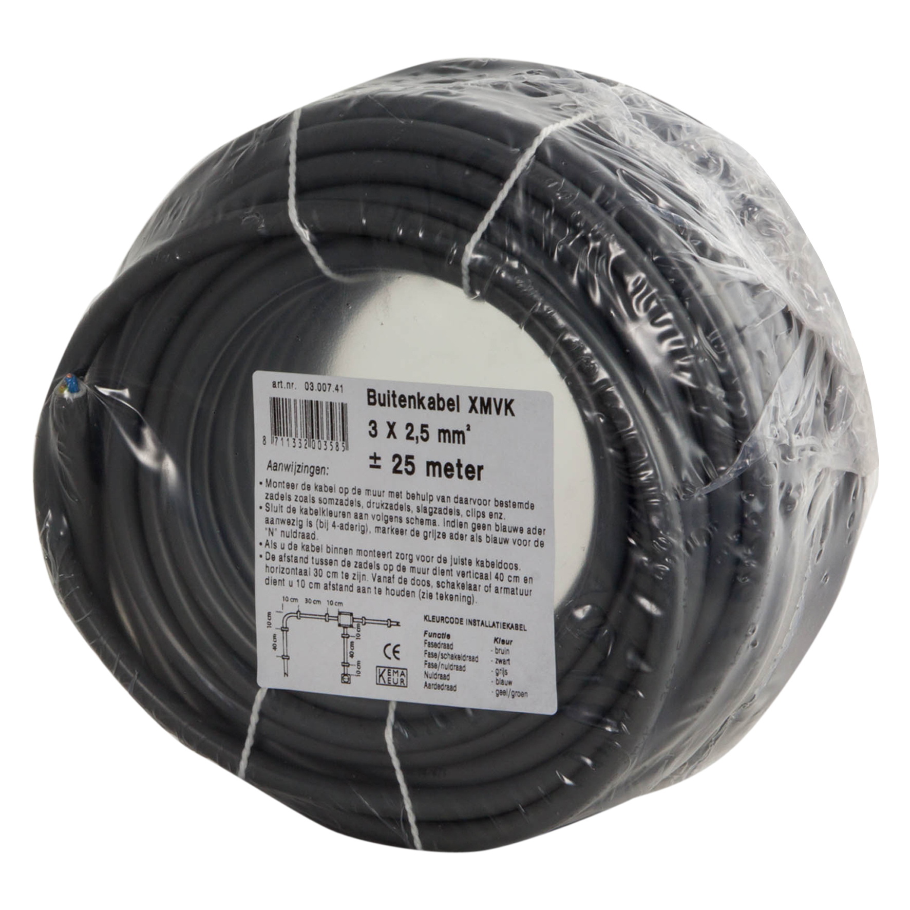 Buitenkabel XMVK 3 x 2,5 mm² Grijs - Rol 25 Meter, foto 6 van 6