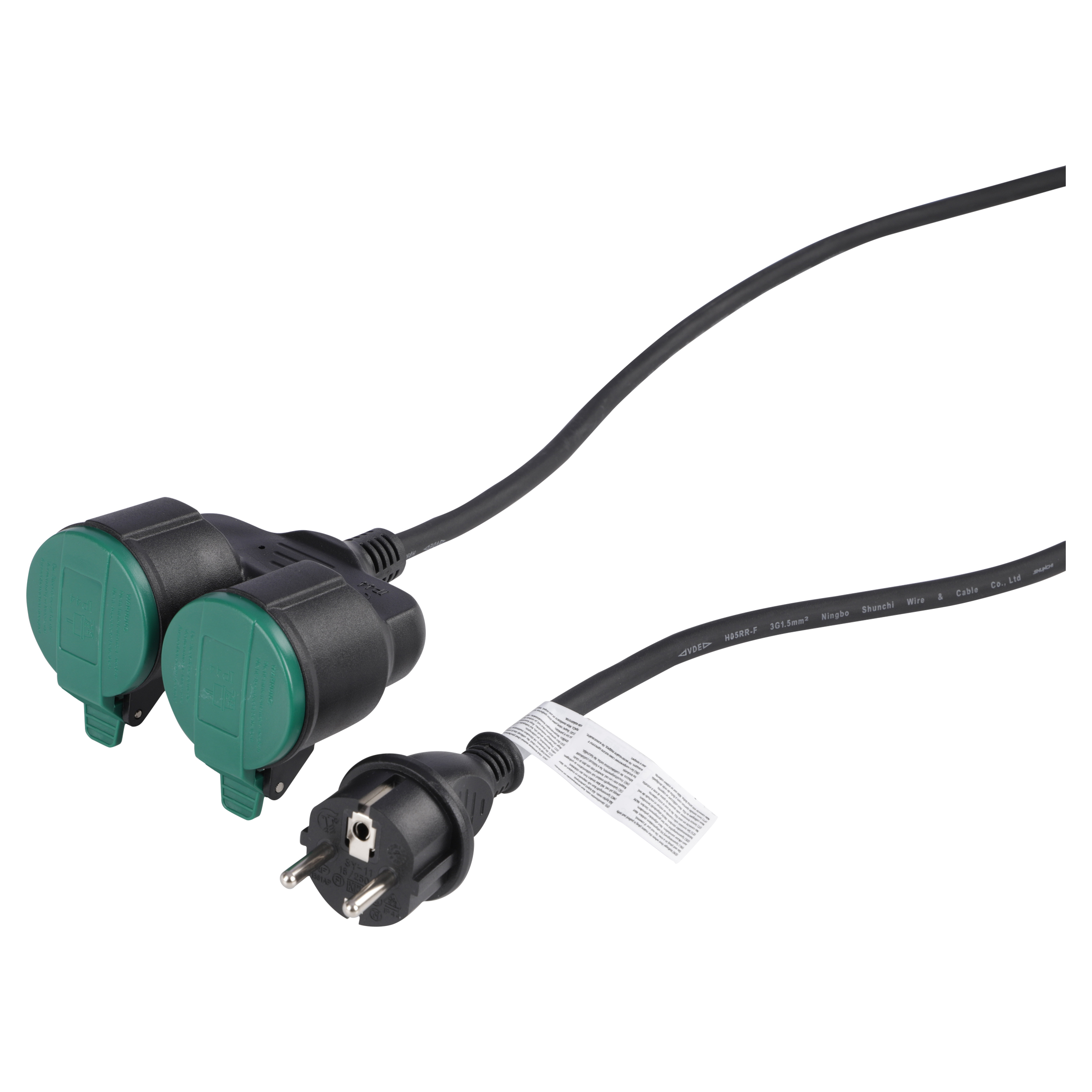 Verlengkabel 2-voudig Randaarde IP44 3 x 1,5 mm² 5 Meter - Per Stuk