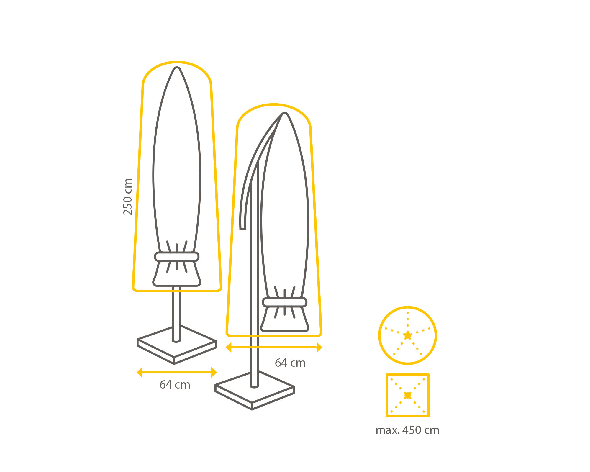 Beschermhoes Zweefparasol Vrije Arm tot Ø400 cm 250 x 64 cm - Per Stuk, foto 3 van 3