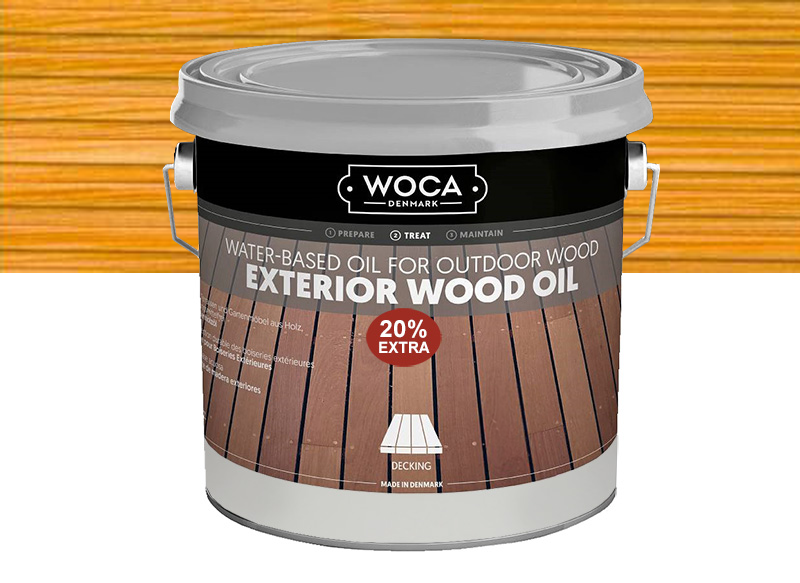 WOCA Denmark Exterior Wood Oil - 2.5L Teak, Water-Based Decking Oil For Outdoor Furniture & Garden Wood