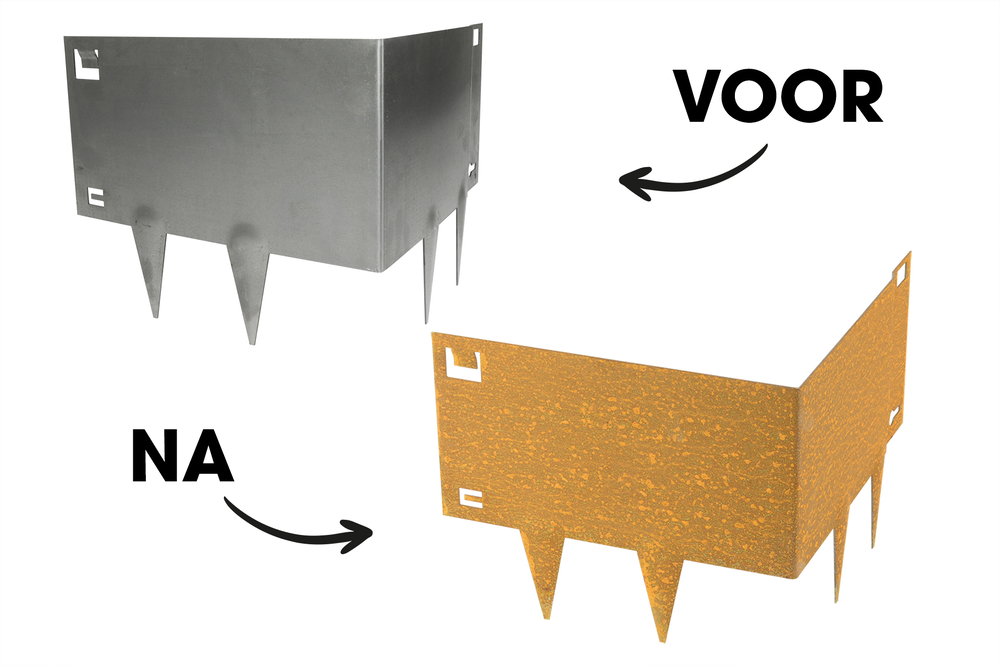 voornaCortenstaalBorderrandBuitenhoekvoorBorderrand24cmHoogFlexibel1