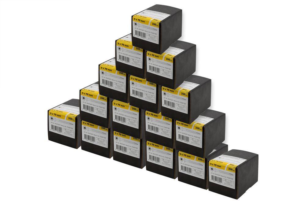 SpaanplaatschroevenVerzinkt5x70mmDeeldraadT25_Overdoos16x200Stuks