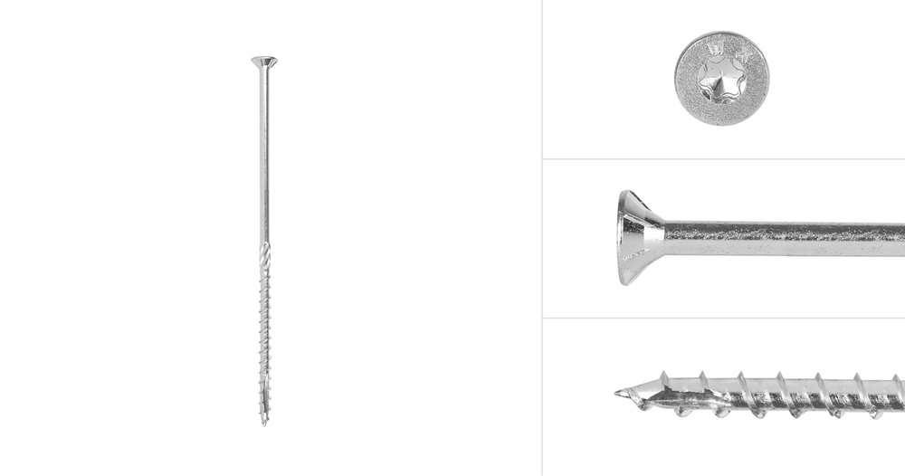 SpaanplaatschroevenVerzinkt6x160mmTorx30metsnijpuntdeeldraad