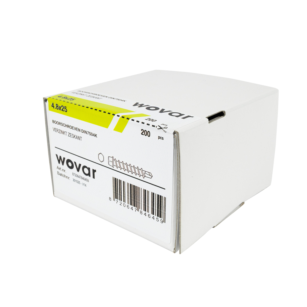 Zelfborendeschroeven4_8x25mmVerzinktZeskantkop_Doos200stuks3