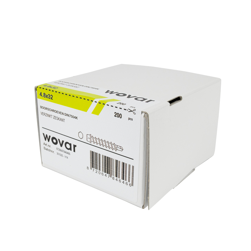 Zelfborendeschroeven4_8x32mmVerzinktZeskantkop_Doos200stuks3