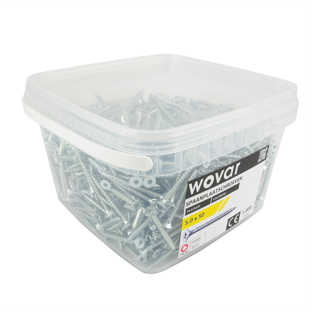 VoordeelemmerSpaanplaatschroevenVerzinkt5_0x50mmTorx20Voldraad_1000stuks1