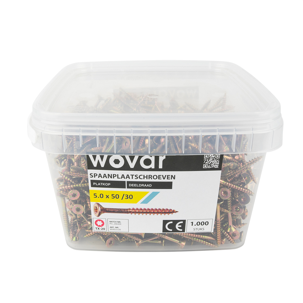 VoordeelemmerSpaanplaatschroevenGeelVerzinkt5_0x50mmTorx20Deeldraad2