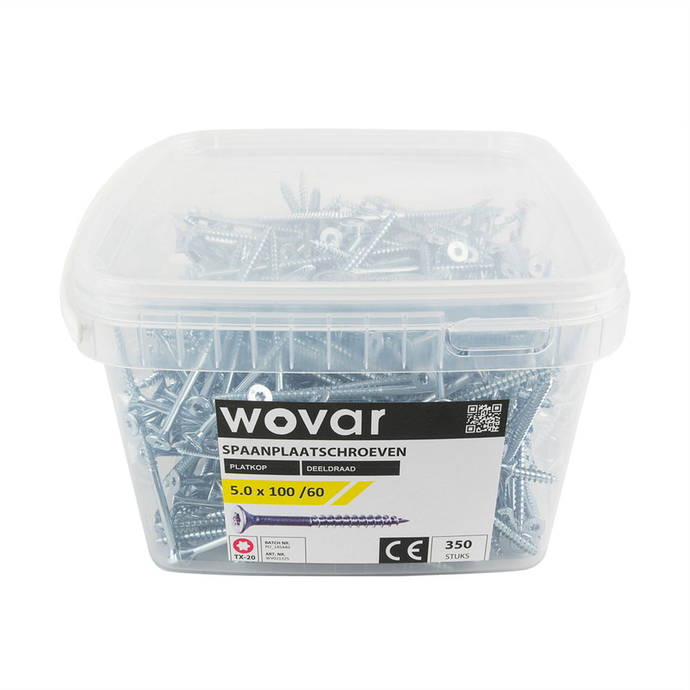 VoordeelemmerSpaanplaatschroevenVerzinkt5_0x100mmTorx20Deeldraad_350stuks2