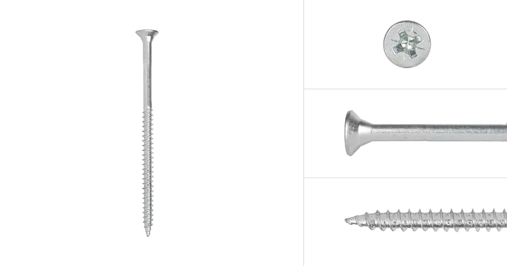 SpaanplaatschroevenVerzinkt6x110mmPozidriveDeeldraad