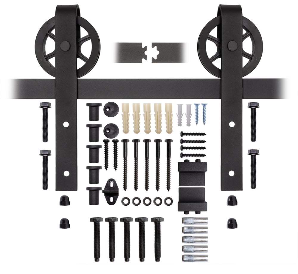 zwart_schuifdeursysteem_met_rails_grote_wielen_model_compleet_200_cm_per_set