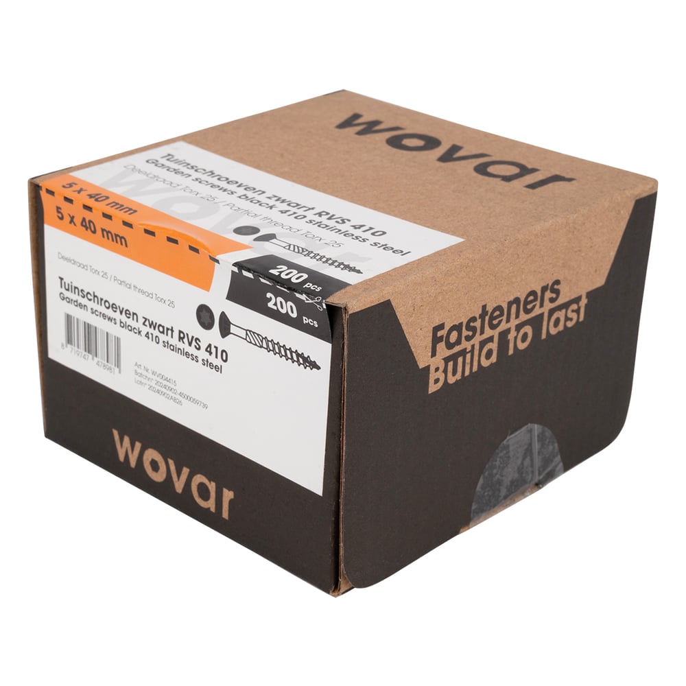 PotdekselschroevenZwartRVS4105x40mmTorx25Deeldraad1