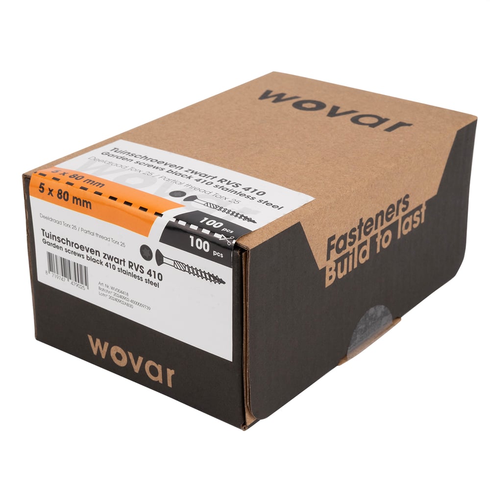 PotdekselschroevenZwartRVS4105x80mmTorx25Deeldraad