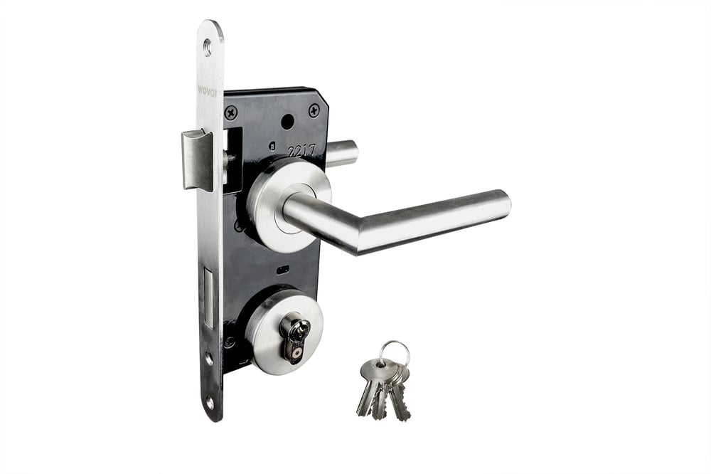 Deurbeslag_Set_Compleet_Poortslot_RVS_op_Rozet_Per_Set