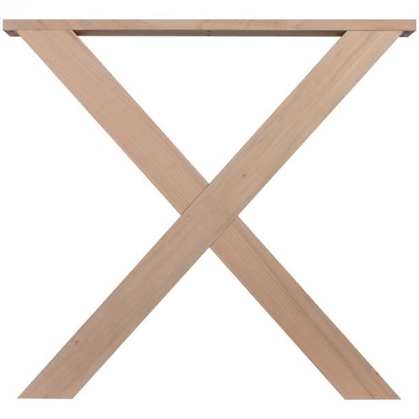 tafelpoot_hout_x_vorm_vooraanzicht