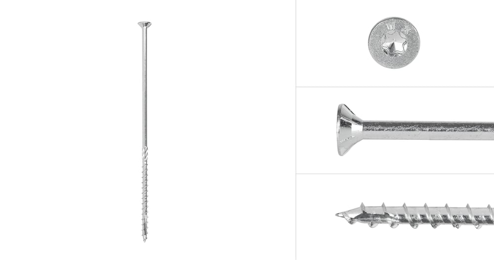 SpaanplaatschroevenVerzinkt6x180mmTorx30metsnijpuntdeeldraad