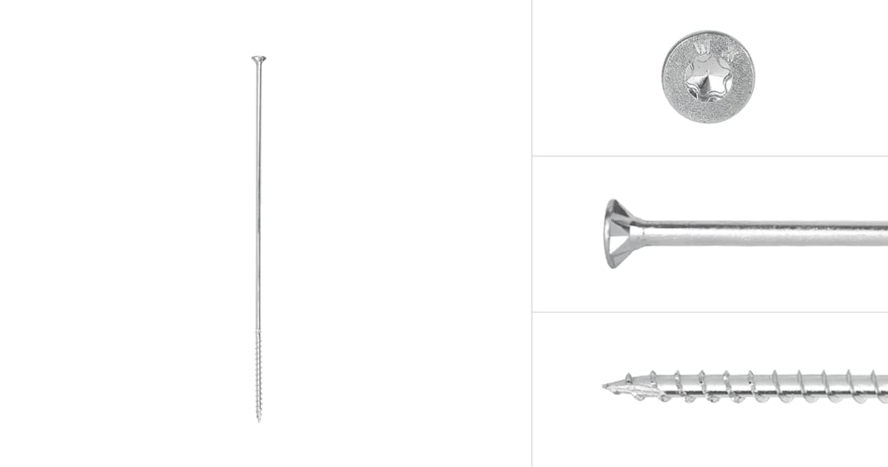 SpaanplaatschroevenVerzinkt6x300mmTorx30metsnijpuntdeeldraad