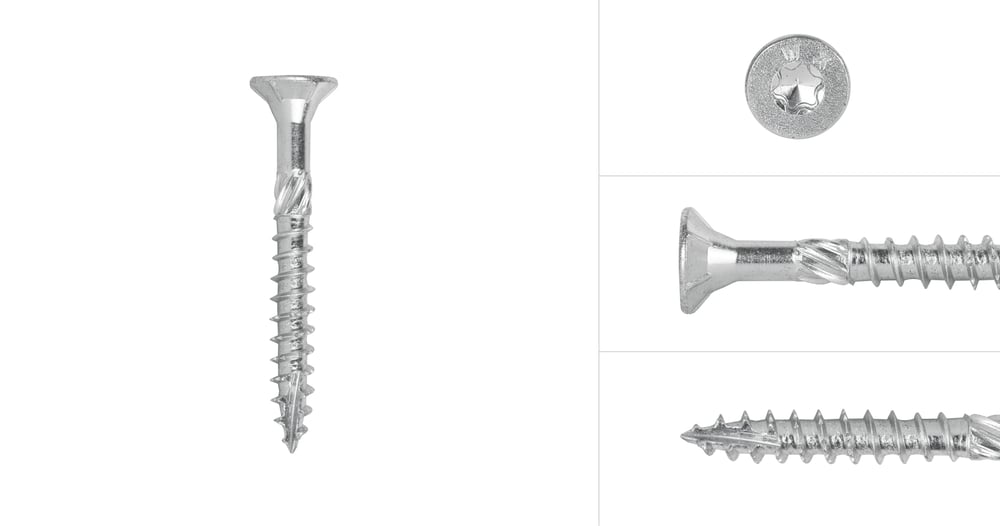 SpaanplaatschroevenVerzinkt6x50mmTorx30metSnijpunt_Doos100Stuksdeeldraad
