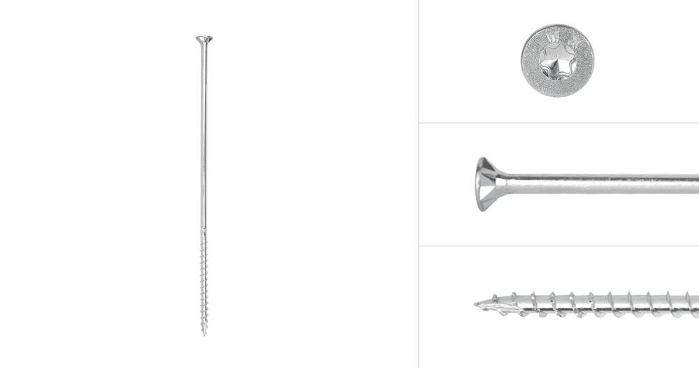 SpaanplaatschroevenVerzinkt6x220mmTorx30metsnijpuntdeeldraad