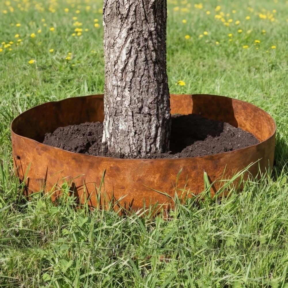 Gartenwelt Riegelsberger Bordo Per Aiuole In Acciaio Zincato - Set 3 Pezzi, Diametro 75 Cm, Altezza 12 Cm, Cordonatura Per Prato